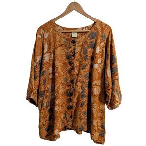 Spicy Bambu Orange Batik Rayon Blouse
